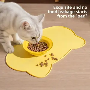Silicone Pet Feeding Mat, Pet Drinking Bowl Pad, Dog & Cat Supplies for Home, Cat Head Pet Placemat - Waterproof & Non-Slip Bowl Mat for Cats & Dogs Feeding, Cat Head Pet Food Mat - Waterproof & Non-Slip
