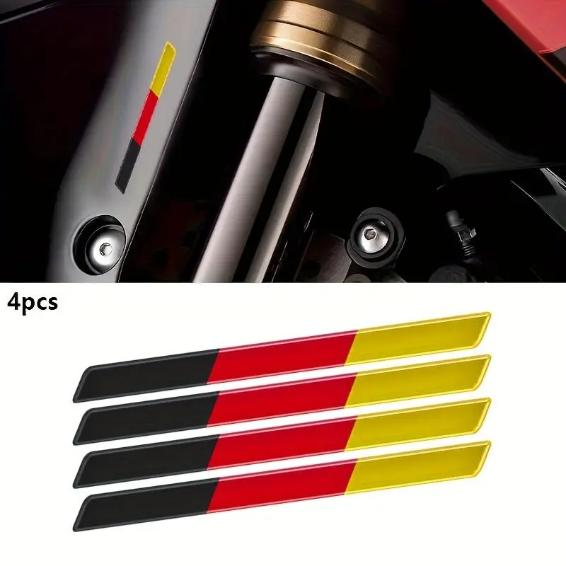 4pcs/set THIN Germany Flag Sticker Decals German Racing Sport Resin Decals Badge DE Decoration for Italian Car Bike Motorcycle
