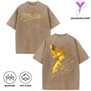 Washed T-shirt, 100% cotton, double-sided printed design Michael Jackson King of Pop 100% cotton T-shirt, Michael jackson v4 shirt, Michael Jackson Retro Graphic T-Shirt, King of Pop Vintage Tee