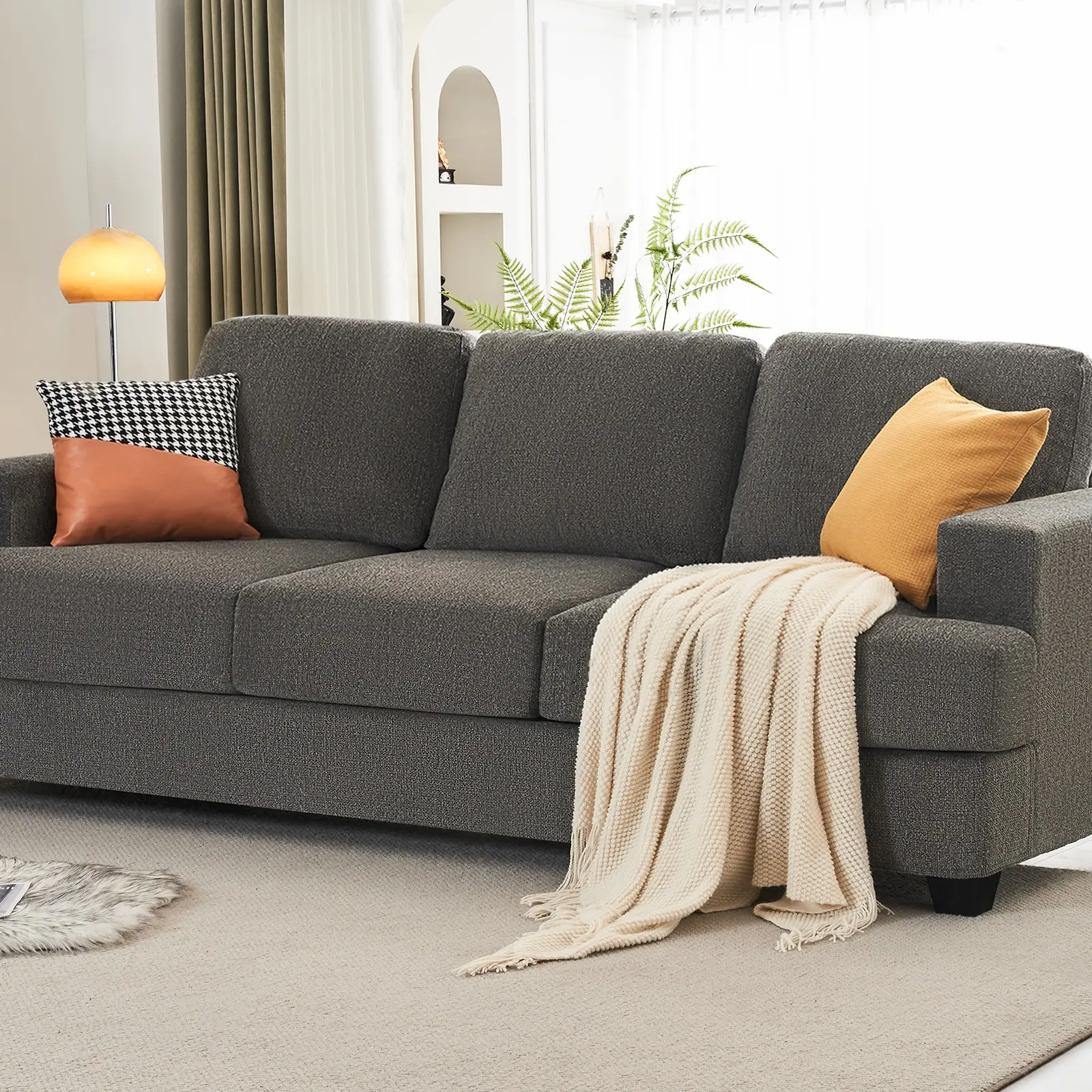 Chenille-Grey 3 Seats