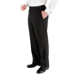 "Anthony" Black Vitale Barberis Italian Wool Tuxedo Pants