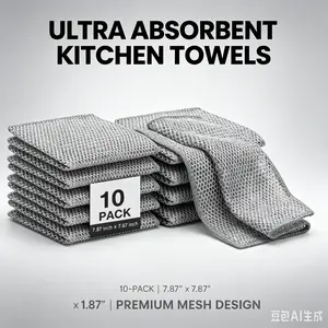 10-Pack Anti-Scratch Steel Wool Dish Cloth, Double-Sided Design (Soft Sponge + Strong Steel Wool), 2-in-1 Dish Brush and Cloth cleaning wire rags for house microfiber multipurpose