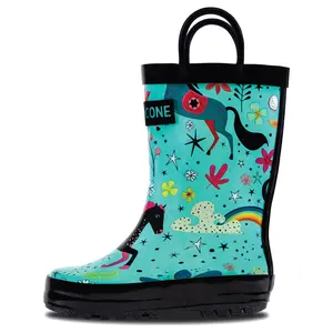 Moroccan Horses Kids Rain Boots - Matte - Stylish & Durable Rain Boots for Puddle Proof Fun for All Outdoor Adventures, Comfortable and Easy to Put on