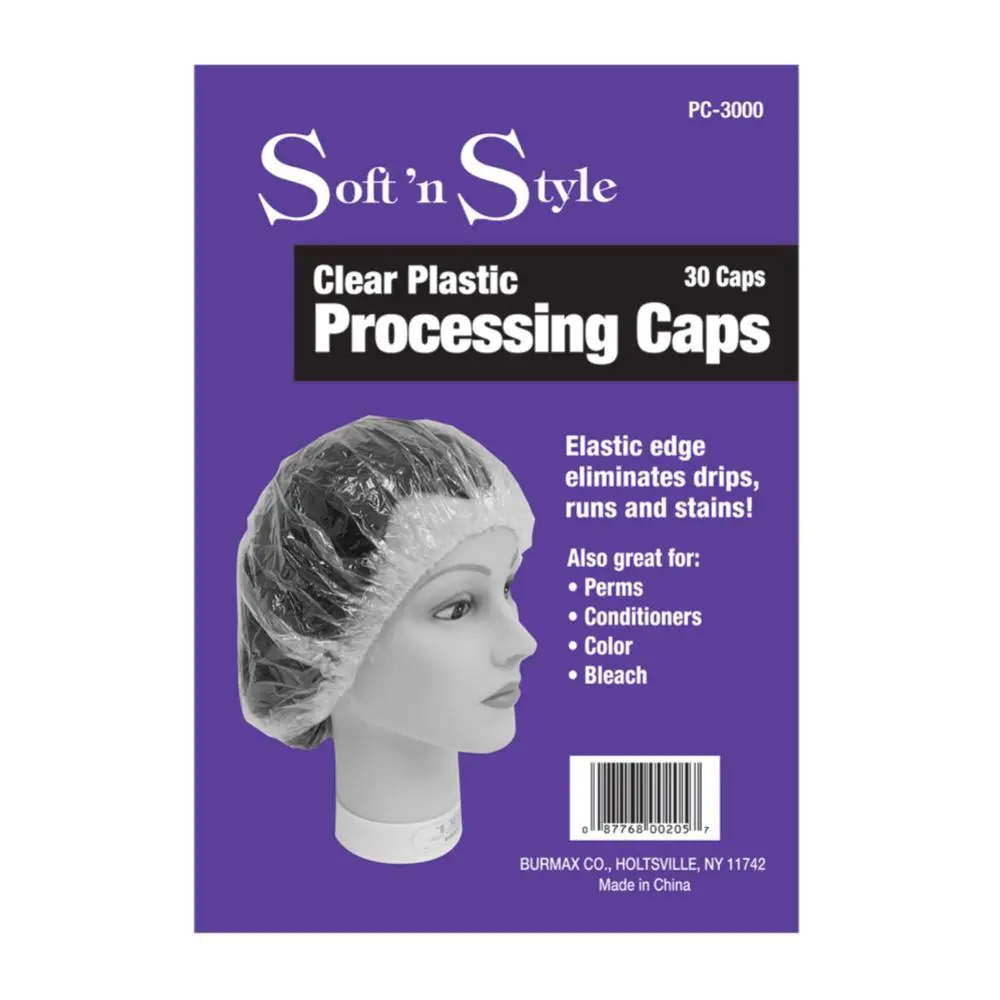 Soft 'N Style XL Plastic Adult Shower Caps, Elastic Eyesafe Edge, Full Cover Design, 30/100 Count, Strong Material Bathroom Supplies, Built for Coloring Services, Great for Deep Conditioning, See the Process Home Essentials