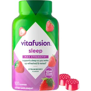 Vitafusion Max Strength Melatonin Gummy Supplements, Strawberry Flavored, 10 mg Melatonin Sleep Supplements, America’s Number 1 Gummy Vitamin Brand, 50 Day Supply, 100 Count