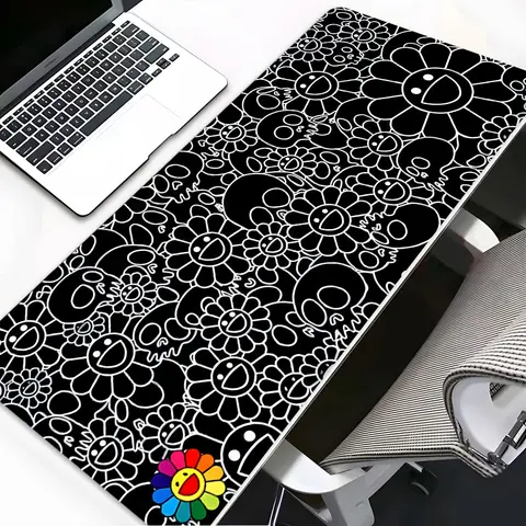 Aesthetic Skull & Flower Gaming Mouse Pad, Desk Mat with Stitched Edges, Washable Rubber Base, Non-Slip Anti-Fray Design, Multiple Sizes Available, for Home & Office Desk, Ideal Gift for Family & Friends, Computer Desk Accessories