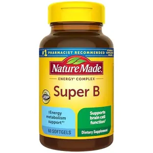 Nature Made Super B Complex Vitamins for Women and Men, Dietary Supplement for Energy Metabolism Support, Super Vitamin B Complex, 60 Softgels, 60 Day Supply