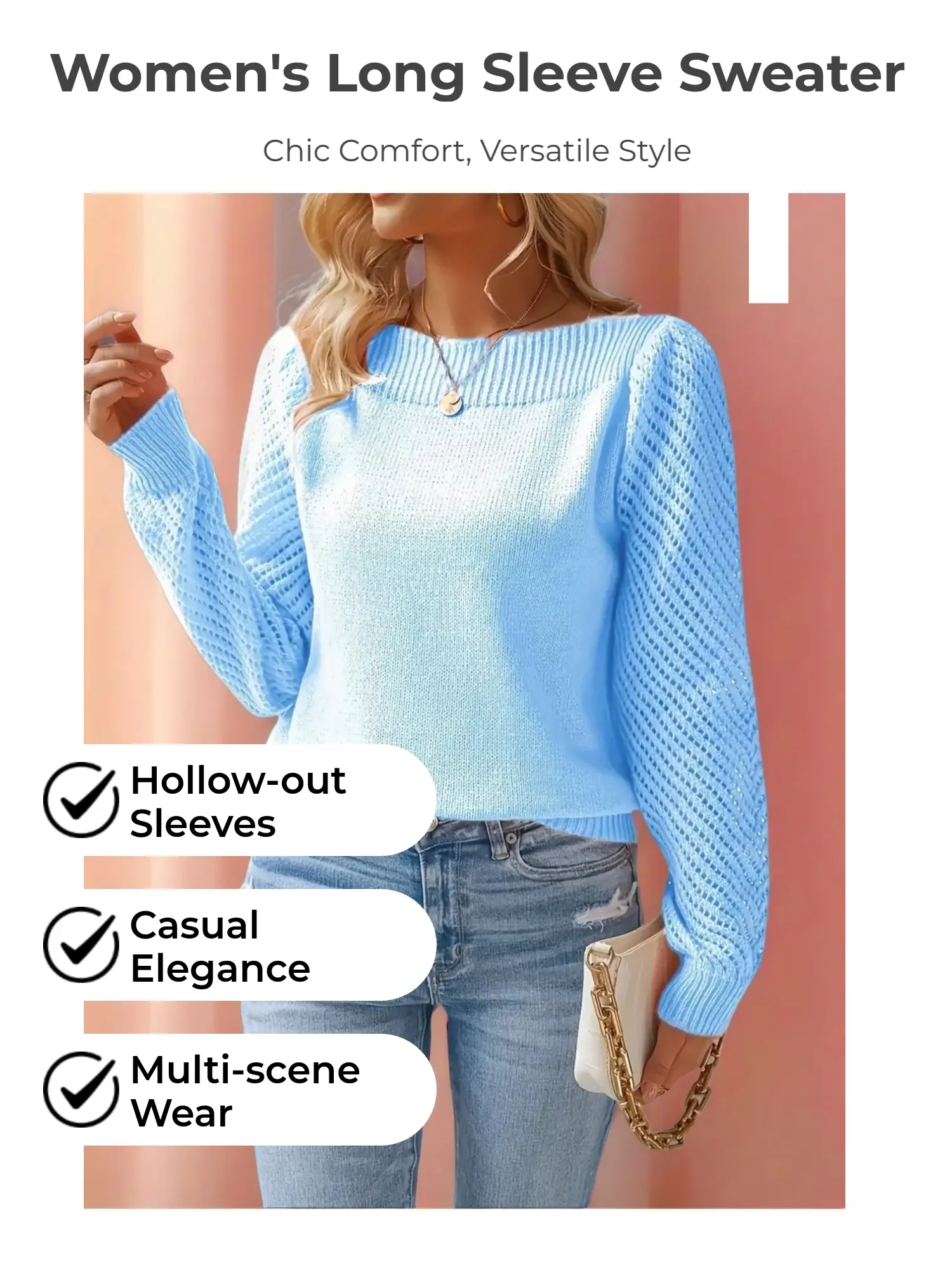 Women's Long Sleeve Sweater, Plain One Shoulder Pullover, Casual Cozy Jumper, Casual & Formal Fall Winter Clothing, Elegant Style, Comfortable Fit, Knitwear, Fitted, Womenswear, Lady