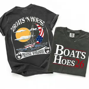 Boats and Hoez Summer 2026 T-Shirt, Funny Stepbrothers 2 sides Shirt, Patriotic Shirts, Humorous Beach Vibes Graphic Tee, Comfort Colors Unisex Tee, Fan Gifts