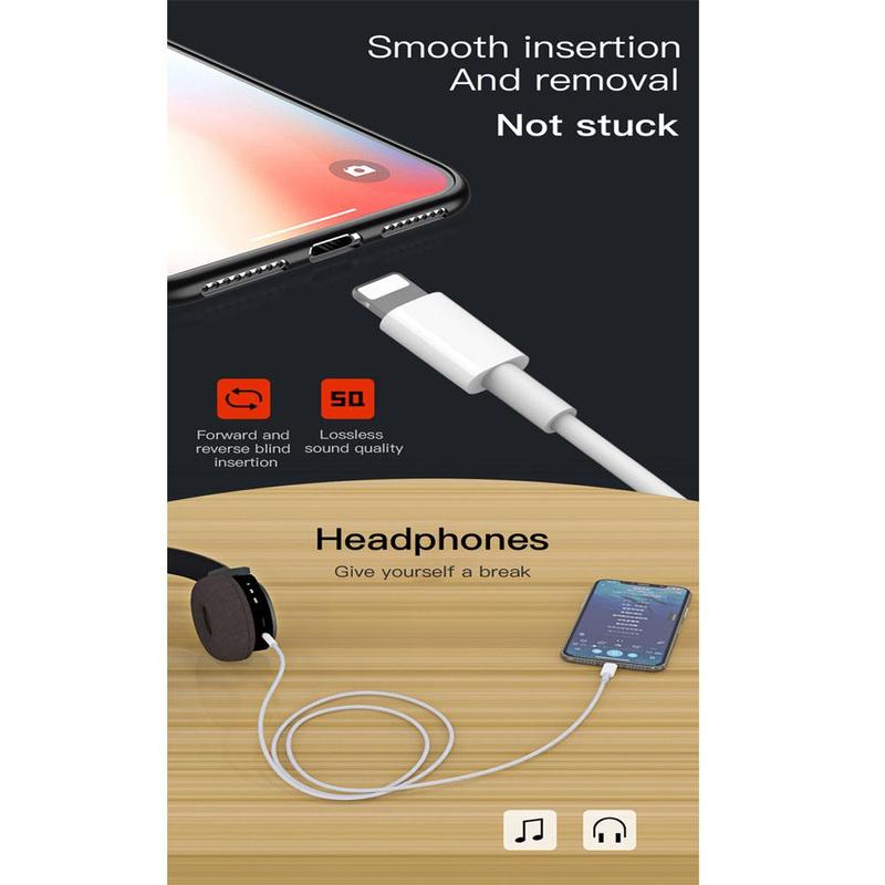 For iPhone 7 8 X XS XR 11 12 13 14 Pro Max 3.5mm AUX Audio Car Speaker Cable Jack Adapter 3FT