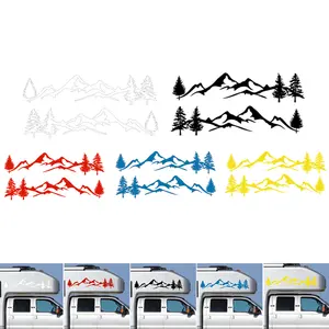 2* Car Sticker Mountain Decal Tree Forest Vinyl Graphic Kit For Camper RV Trailer