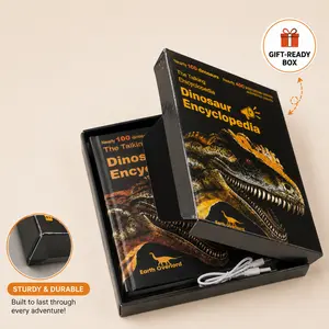 Kids' Interactive Dinosaur Sound Book - 400+ Sound Points, USB Rechargeable Educational Language Toy learning Early Science Interest Encourages Curiosity Packed in Packed in Color Box
