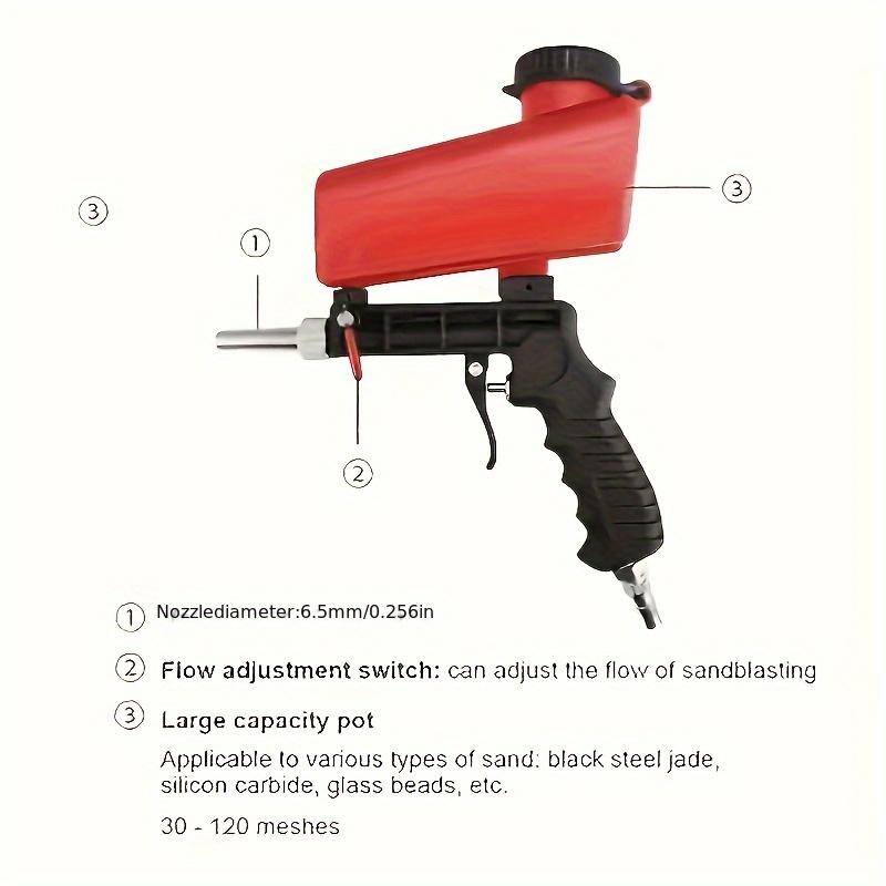 1/4” Air Sandblasting Gun Portable Handheld Sandblaster 90psi Sandblasting Gun Pneumatic Sandblaster Spray Gun Blasting Machine
