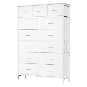 DUMOS 13-Drawer Fabric Storage Dresser with Sturdy Steel Frame, Wooden Top - Multi-Functional Indoor Cabinet for Bedroom, Living Room TV Placement, Dressers