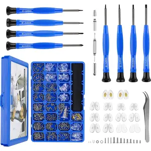 Swiilpo Upgrade Version Eye Glass Repairing Kit, Eyeglass Repair Tool Kit with Compact Screw Box Include Nose Pads, Precision Set, Screws, Tweezer for Eyeglass, Sunglass, Spectacles WatchQuesear