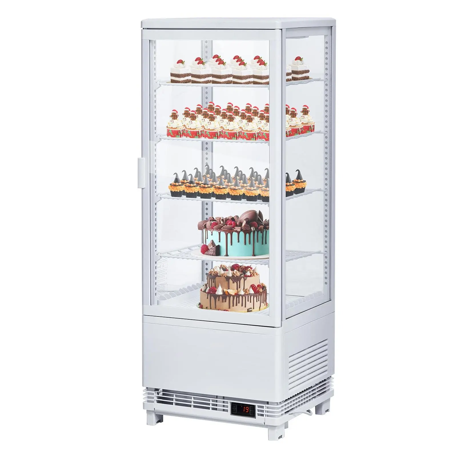 GARVEE Commercial Cake Display Refrigerator, 3.5 Cu.FT Single-Door Merchandiser with Interior LED Lighting, Double-Layered Glass, Countertop/Floor Refrigerator, 110v