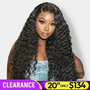 [Today's Deal] OQ HAIR Deep Wave Lace Front Wigs Human Hair 13x6 Transparent Lace Frontal Curly Wigs for Women 180% Density Pre Plucked with Baby Hair Natural Color
