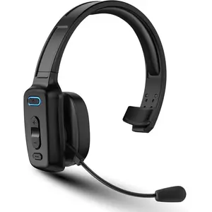 Bluetooth 60hrs AI Noise Canceling V5.2 Over-Ear Wireless Single Ear Trucker Headset with Mic Mute Button Multipoint for Phones PC Truck Driver Office Work Black