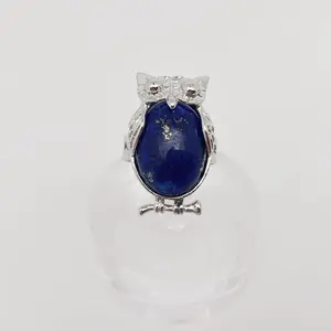 Natural Stone Owl Ring Opening Adjustable - CS: Lapis lazuli / Opening adjustable