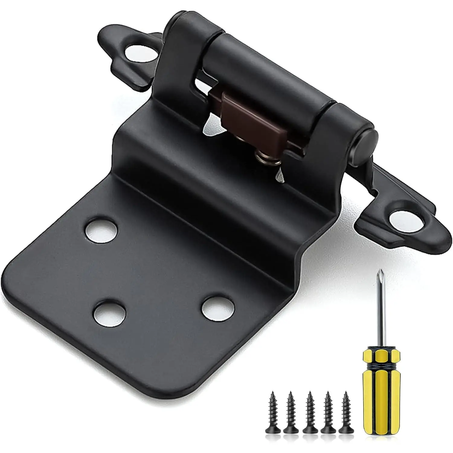 20Pack 10Pairs 3/8inch Inset Cabinet Door Hinges Kitchen Cabinet Hinges Black Semi-Concealed Hinges  Mount Cabinet Hardware Self-Closing Cabinet Hinges with Door Bumpers&