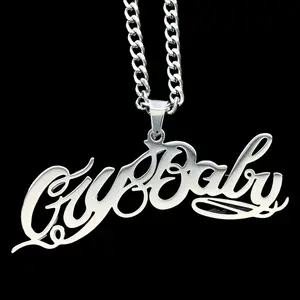 Lil Peep CryBaby Necklace 1.5" Mirror Polished Pendant Laser Carved Stainless Steel Chain Included Scratch Free & Fade Resistant Free Gift Included
