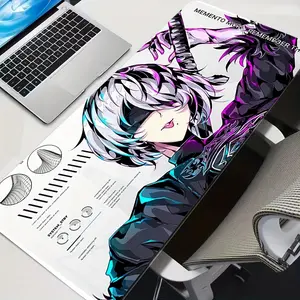 Large Rubber Base Non-Slip Anime Girl Design Mouse Pad | Rectangular Gaming Mouse Mat, Cute Black and White Themed Keyboard Pad for Computer Accessories