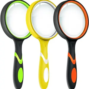 2 Pack 10x Magnifying Glass for Seniors & Kids, Non-Slip Handheld Magnifier for Reading, 75mm Lens for Close Work, and