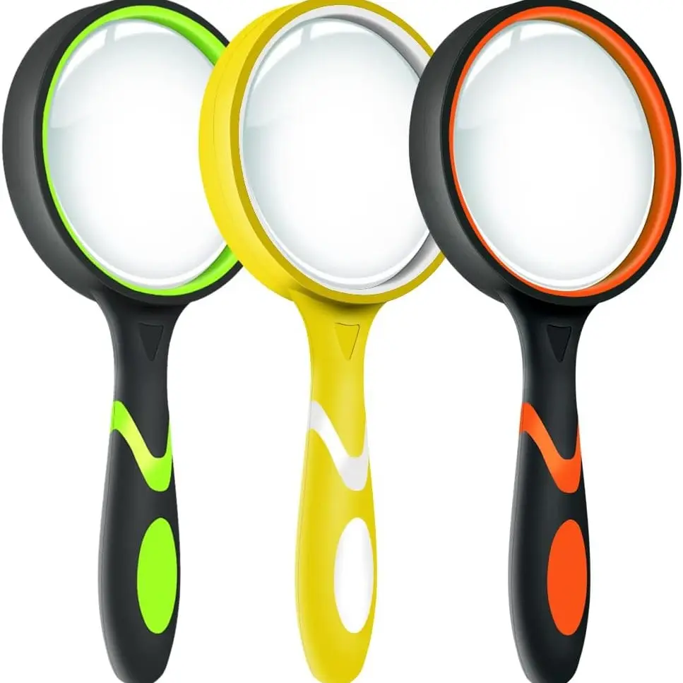 2 Pack 10x Magnifying Glass for Seniors & Kids, Non-Slip Handheld Magnifier for Reading, 75mm Lens for Close Work, and