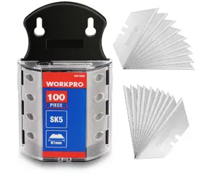 WORKPRO Utility Knife Blades, SK5 Steel, 100-Pack with Dispenser