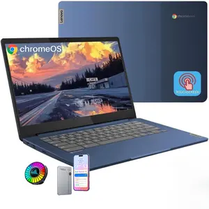 Lenovo 2026 Slim 3 Chromebook Laptop - 14" FHD Touch Screen for Student Business, 8-Core MediaTek 520 Processor, up to 16GB RAM, 64GB EMMC+128GB Micro SD, 13.5 H of Use, Wi-Fi 6, Chrome OS,Bundle Accessory