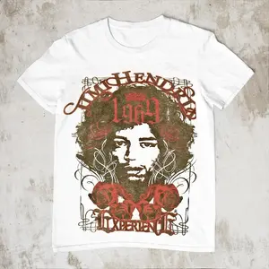 Jimi Hendrix Vintage Style Graphic T Shirt Unisex Rock Band Tee Streetwear Oversized Fit