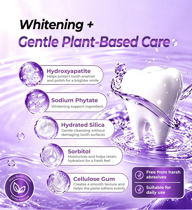 YOOMU 1 Purple Bright White Toothpaste | Color Repair & Yellow Stain Removal + Long-Lasting Freshness