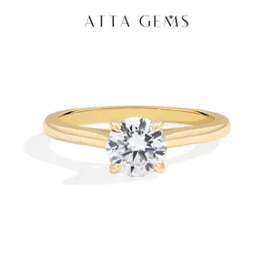 ATTAGEMS Multiple Carats 1.0CT-3.0CT Round Cut D Color VVS1 Clarity Lab-Created Moissanite Ring S925 Sterling Silver Wedding-Ready Jewelry for Women Luxury Gift Summervibes Engagement Marriage Ring R434