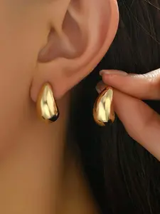 Stainless Steel French Water Drop Earrings, Comfortable Daily Wear, Perfect for Valentine's Day, Simple Fashion Jewelry, Elegant Minimalist Earrings