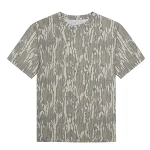 Men's Regular Fit Tree Bark Camo T-Shirt, Unisex's Breathable Cotton Tee, Mossy Oak Camo 3D T-Shirt