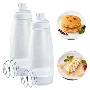 Pancake Batter Mixer & Dispenser - Squeeze Bottle with Stainless Whisk Ball for Perfect Pancakes, Muffins & Cupcakes, Essential Spring Kitchen Gadgets