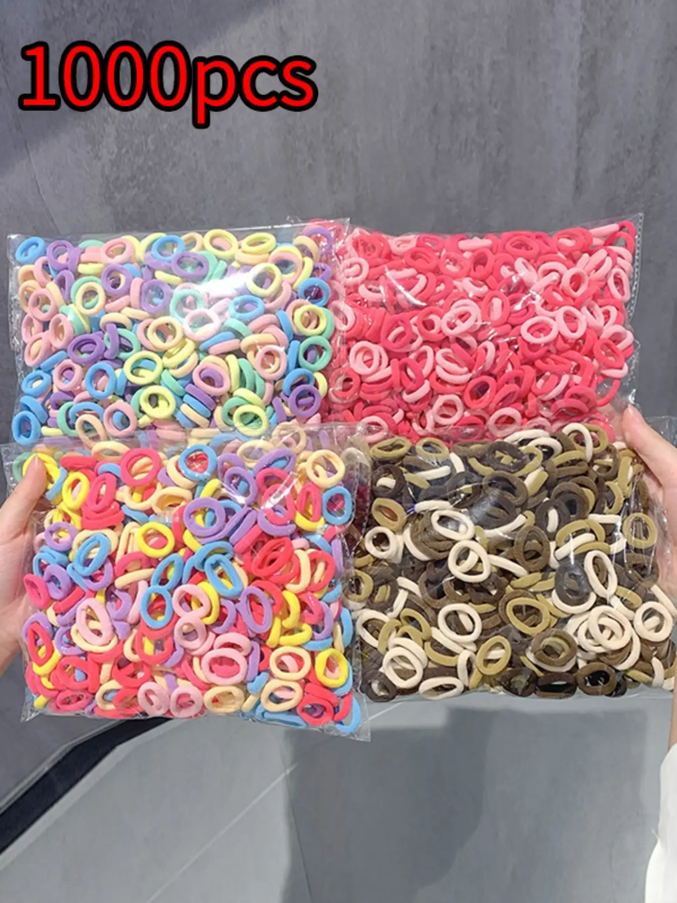 1000pcs Non Damaging Hair Towel Loop, High Elasticity Rubber Band, Female Tie Head, Thumb Rubber Band, Hair Loop Head Rope, Elastic Band Scrunchies, Hair Ties No Damage, All Seasons