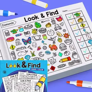 Children's Look-and-Find Coloring Book, Shape & Color Practice Workbook, Enhance Visual Perception, Strengthen Focus & Attention