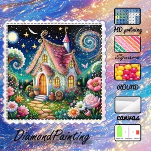5D-DIY, velvet canvas, diamond art, diamond painting kit, dream fairy tale house Galaxy, AB drills, crystal drills, perfect home decoration, handmade diamond art kit, special craft diamond art kit, Handmade gifts