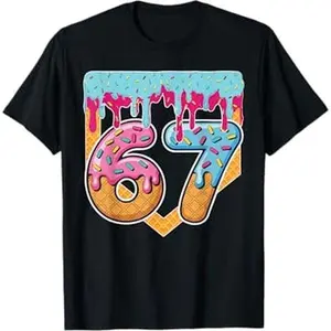 67 Ice Cream Drip Meme Six Seven Gen Alpha Slang T-Shirt