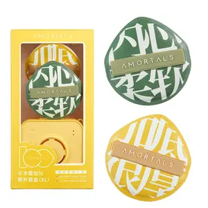 AMORTALS XL Makeup Puff Set - No Product Waste! Dual-Use (Dry/Wet) for Full Face & Details, Secure Grip & Flawless Finish, Skin-Friendly Cushion Puffs