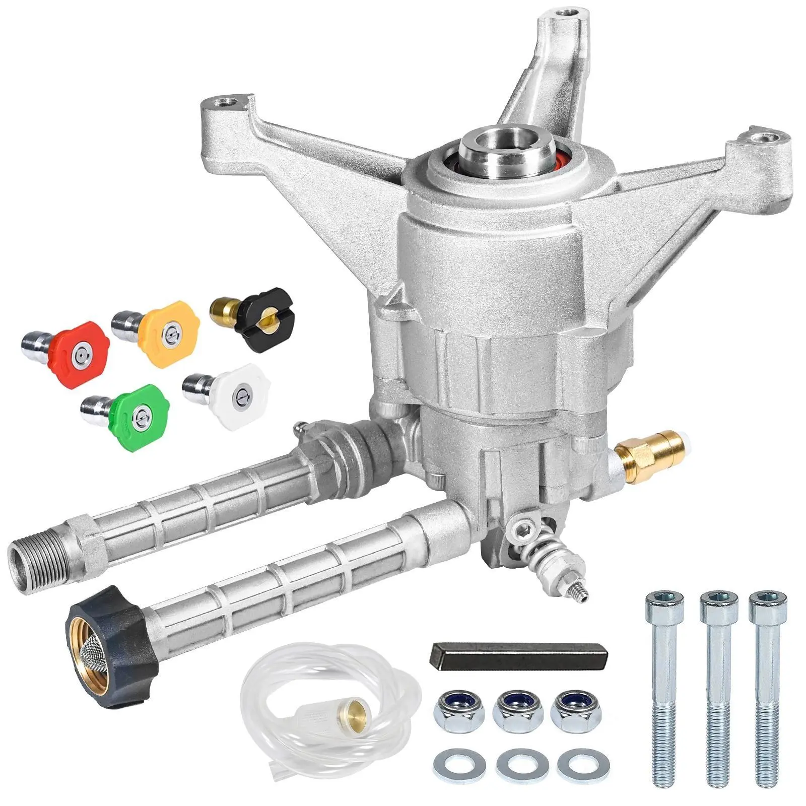 TOOLCY 7/8" Shaft Vertical Pressure Washer Pump, 2500 PSI 2.5 GPM Front Inlet/Outlet Durable Structure Complete Replacement Kit with Nozzles & Hardware, Fits 180-196cc Gas Engines Power Washer for Driveway, Home Cleaning