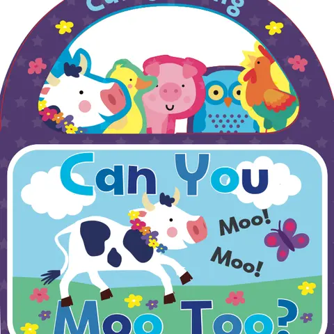 "Can You Moo Too?" Carry Along Board Book - 7.5x8in English, Compact & Convenient Design, 10-Page Engaging Learning Interactive Play, Toddler-Fit Tiny Hands, Early Reading, Charming Illustrations, Books for Toddlers (Ideal for Park, Car Rides)