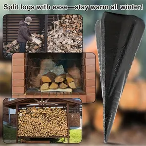 1pc 4lb Manual Splitting Wedge - 7 Inch Carbon Steel Diamond Wedge with 4-Way Design, Labor-Saving Splitting Tool for Firewood, Efficiently Splits Wood into 4pcs, Durable & Easy to Use, Firewood Splitter, Robust Construction