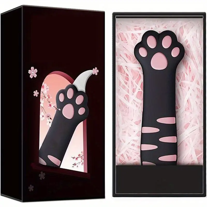 Cute Cat Claw Telescopic Box Knife - Foldable Art Knife with Alloy Steel Blade, Pink-Black Cat Claw Design, Manual Storage Handle, Suitable for Sealing, Cutting, Handicrafts - Decorative Gift Packaging Tool, Durable Home/Party Supply