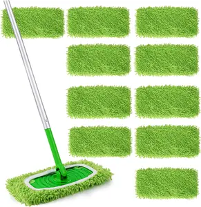 10Pcs Reusable Microfiber Mop Pads Compatible with Swiffer Mop, Replacement Wet Mopping pad Refills & Washable Dry Sweeping Cloths for Surface/Hardwood Floor Cleaning