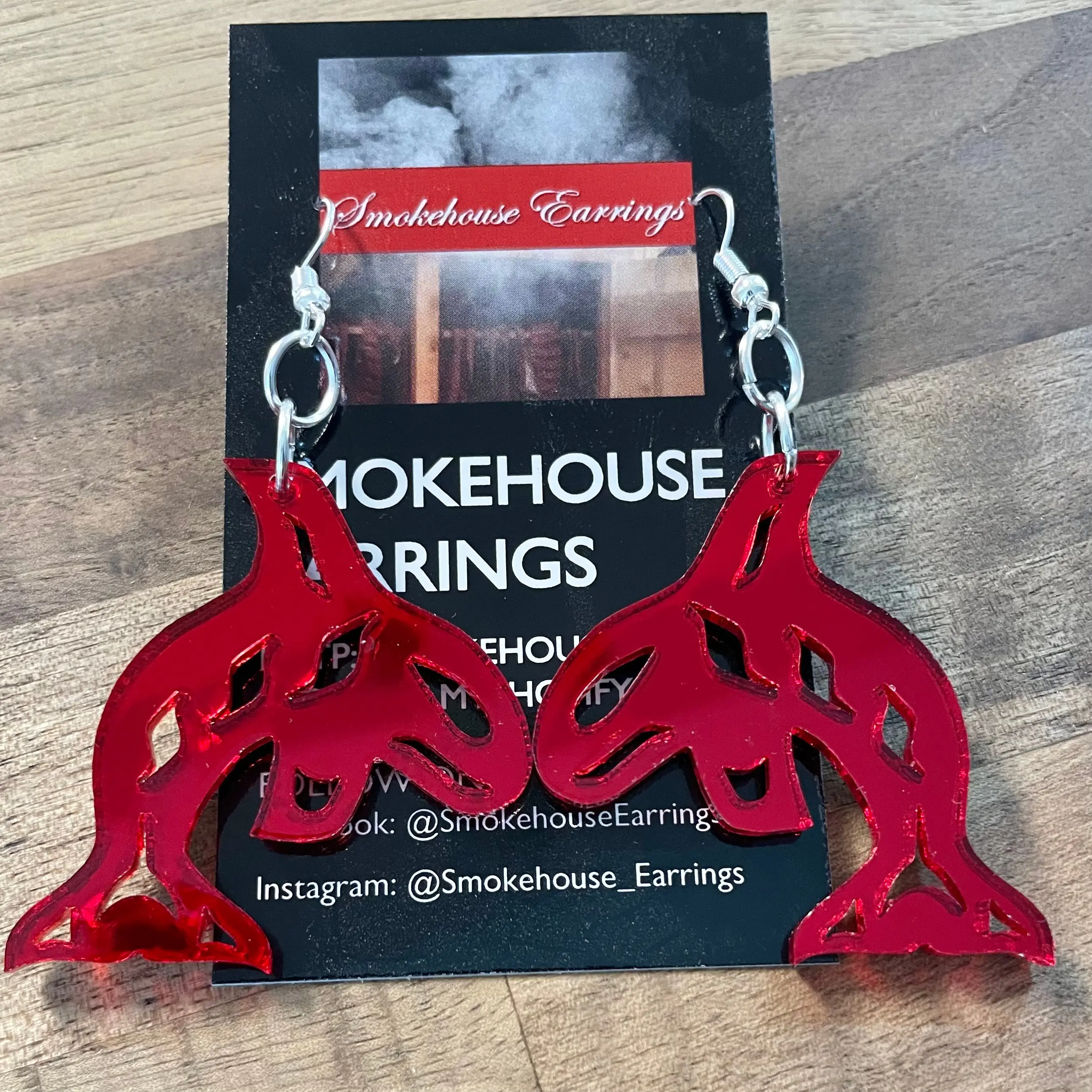 Red Acrylic Orca Smokehouse Earrings