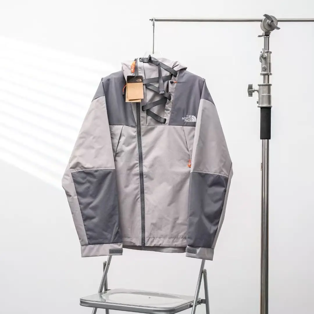 Fashion Two Shades Gray Windproof Rain Coat Wind Water Resistant Suitable For Hiking Running Mountain Climbing