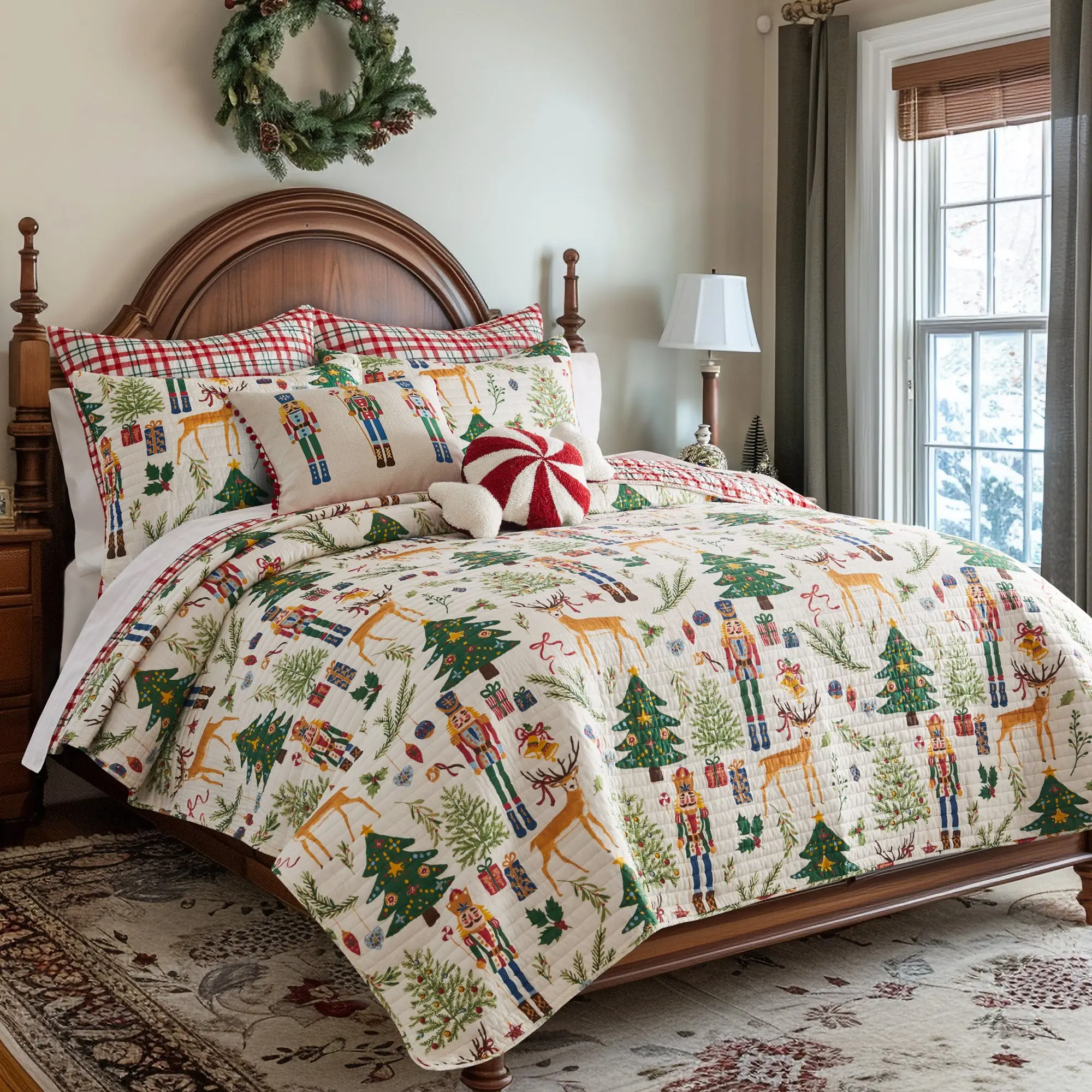 Levtex Home Nutcracker Festive Print Bedding Set - Comfy, Breathable, Multi-Size Queen-Size Option for Holiday Bedroom Decor