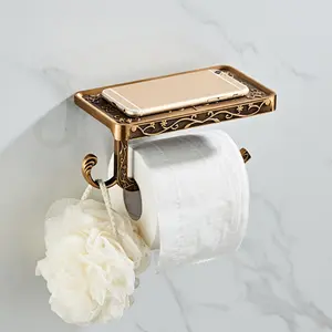 Vintage Carved Paper Towel Holder, Wall Mounted Toilet Roll Dispenser, Aluminum Space Saving Design for Bathroom Kitchen Bedroom, Toilet Rack